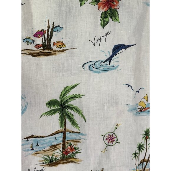 Hot Cotton Marc Ware Womens 1X Beach Island White Linen Top Cottagecore Resort - Picture 4 of 14